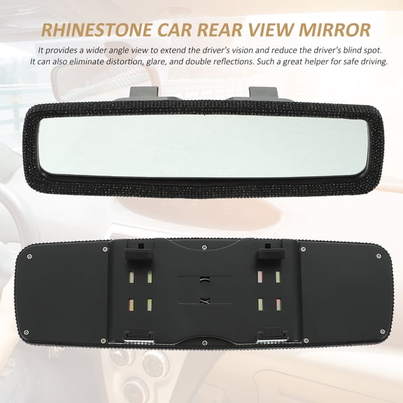 TABLZONE Car Rearview Mirror Rhinestone Ornaments Set, Stylish Auto Decoration Accessories, 10.8 x 3.3 Inches, 1 Piece