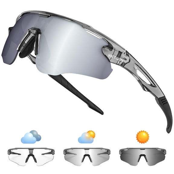 VICTGOAL Photochromic Cycling Glasses for Men Women, Clear Bike Glasses with UV400 Protection, Outdoor Sports Running Sunglasses Goggles