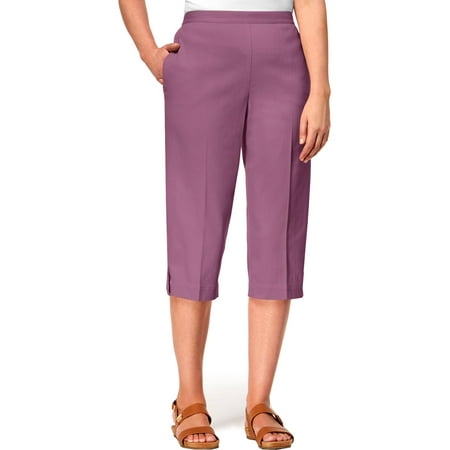 Alfred Dunner Capri Pants - Alfred Dunner Womens Petites Casual Flat Front Capri Pants Purple 8P