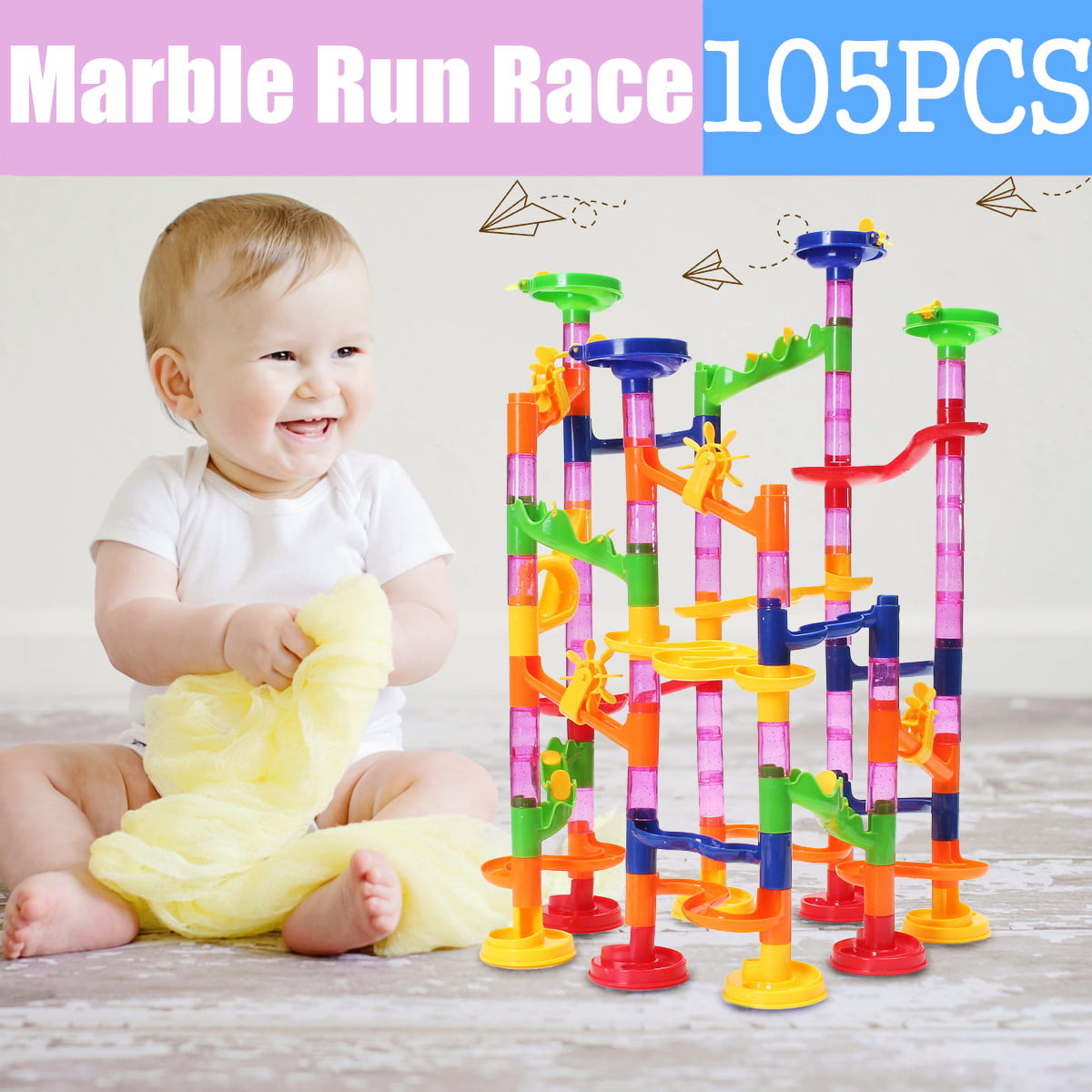 29~105PCS DIY Construction Marble Race Run Track Building Blocks Puzzles Toy SX 