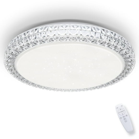 OOWOLF LED Ceiling Light, 40W 15.4 Inch Dimmable Ceiling Light Brightness Adjustable LED Fixture Lamp Modern Ceiling Lamp Close to Ceiling Lights for Bedroom Kitchen Living Room Lighting, 3000-6000K