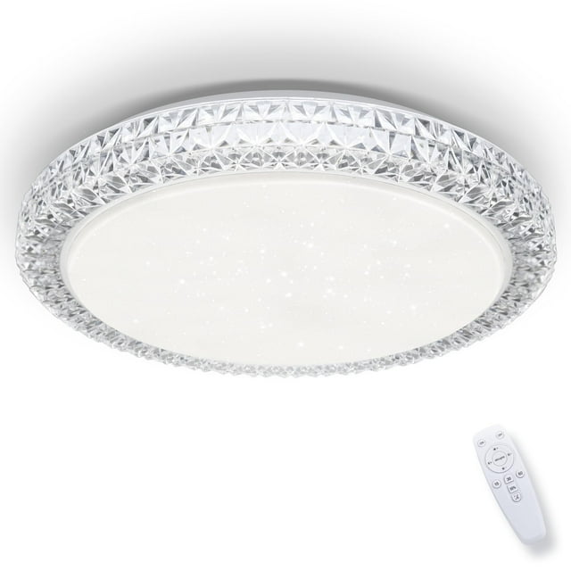 OOWOLF LED Ceiling Light, 40W 15.4 Inch Dimmable Ceiling Light Brightness Adjustable LED Fixture Lamp Modern Ceiling Lamp Close to Ceiling Lights for Bedroom Kitchen Living Room Lighting, 3000-6000K