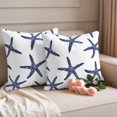thumbnail image 2 of Navy Blue Starfish Coastal Outdoor Waterproof Pillow Covers, Nautical Summer Beach Ocean Decorative Square Throw Pillowcase Sofa Cushion Sham for Patio/Couch/Chair, 18"x18" 2 Pack, 2 of 8