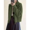 thumbnail image 5 of Women Open Front Knit Sweater Long Sleeve Cardigan Sweater Casual Loose Button Lapel Cardigan Coat Green XL, 5 of 8