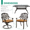 thumbnail image 2 of VIVIJASON 7-Piece Outdoor Furniture Dining Set, All-Weather Cast Aluminum Patio Conversation Set, Include 4 Stationary Chairs, 2 Swivel Dining Chairs and a Rectangle Table with Umbrella Hole, 2 of 7