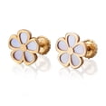 thumbnail image 3 of Aretes de oro 14k GIALLO Broquel Flor espirea de oro amarillo y madre perla, 3 of 4
