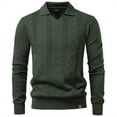 thumbnail image 4 of Adeawade Men Sweaters O Neck Jacquard Collar Pullover Knit Sweater Coatable Warm Textured Long Sleeve Fall Winter Season Outdoor Indoor Use Shirt Comfortable Clothes Army Green L, 4 of 9