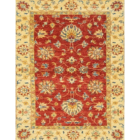Ahgly Company Indoor Rectangle Abstract Red Oriental Area Rugs, 7' x 9'