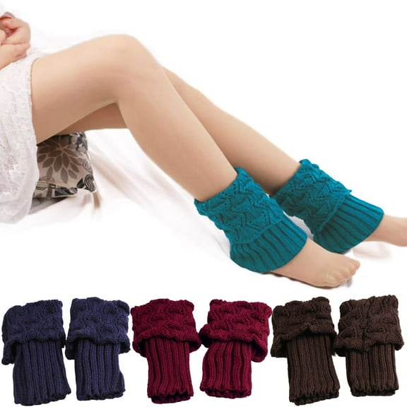 TELOLY 1 Pair Women Winter Leg Warmers Short Knit Crochet Ankle Boot Cuffs Socks Legwarmer