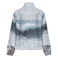 thumbnail image 6 of Jackets for Women Winter Coat Jackets Flannel Stand Collar Jacket(Ocean Wave Print,Size:S-4XL), 6 of 7