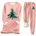 thumbnail image 2 of lcziwo Christmas 2 Piece Outfits for Women Fleece Lined Sweatsuits Cute Graphic Long Sleeve Pullover and Sweatpants Winter Warm Tracksuit, Pink, S, 2 of 4