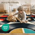 thumbnail image 4 of ODIKA 2'x3' Washable Throw Rug Record Vintage Vinyl Disc Cluster Music Multicolor Labels Cd for Hallway, Study Room, Non-Slip Low Profile, Flatwoven, 4 of 7