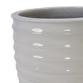 thumbnail image 2 of mdj pottery 1 Piece 17 Inch Large Ceramic Planter, Ceramic Indoor Plant Pots with Drainage, White Horizontal Ripples, Plant Pots for Indoor Outdoor, Doorway Decor for Monstera Fiddle Leaf Fig - White, 2 of 11