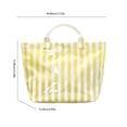thumbnail image 2 of Striped Tote Bag Waterproof Glossy PVC Large Capacity Handbag, for Beach Shopping Travel Daily Use Casual Shoulder Bag, with Multiple Bright Colors Stylish Pool Grocery Bag, 17*12in, Yellow, 2 of 6