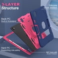 thumbnail image 2 of Dteck Case for iPad Pro 13 inch 2024,Shockproof Silicone + PC 3-Layer Protection Kickstand Case Heavy Duty Cover for iPad Pro 13-in. (M4) 2024,Navy+Rose, 2 of 6