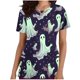 thumbnail image 1 of Tops Cortos para las Mujeres, Halloween Impreso en Cuello en V con Bolsillo, Moda Casual Manga Corta, 1 of 5