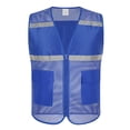 thumbnail image 1 of Toptie Mesh Safety Vest Zipper Team Volunteer Uniform Vest, Reflective Running Vest with Pockets, Slim Fit-Royal Blue-M, 1 of 8