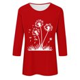 thumbnail image 4 of Plebaso Hauts pour Femmes Manches 3/4 Chemises Imprimées Décontractées Tuniques Col Rond Blouses pour Femmes, 4 of 4