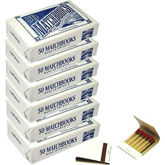 D.D. Bean & Sons White 300 Matchbooks, Wedding Birthday Wholesale, Made in America, 6 Pack