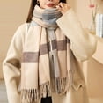 thumbnail image 4 of Bufanda de invierno, bufandas cálidas, accesorios para clima frío, bufandas con flecos, 4 of 5