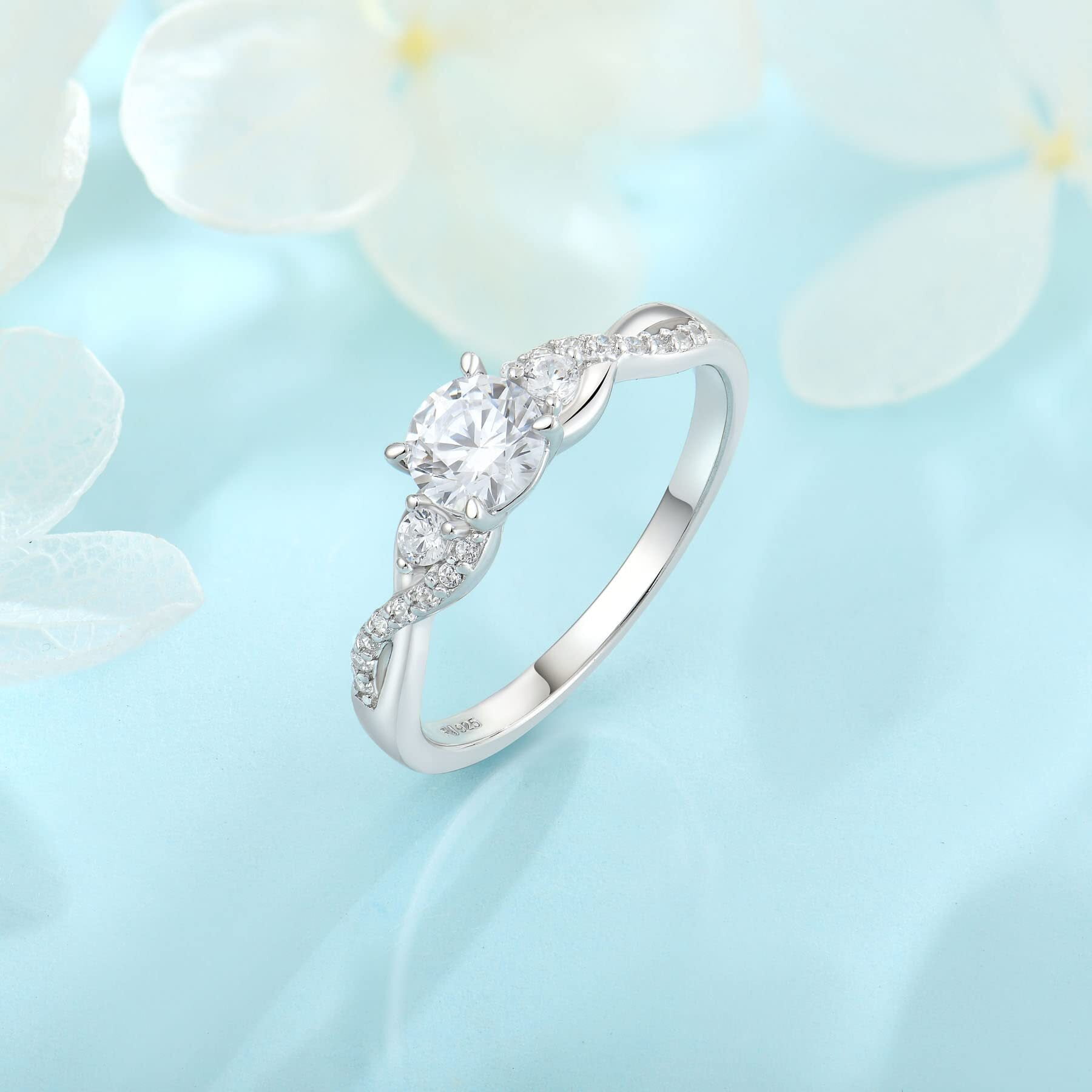 FJ Promise Ring for Her 925 Sterling Silver Engagement Ring Anniversary Wedding Eternity Ring for Women Size 10