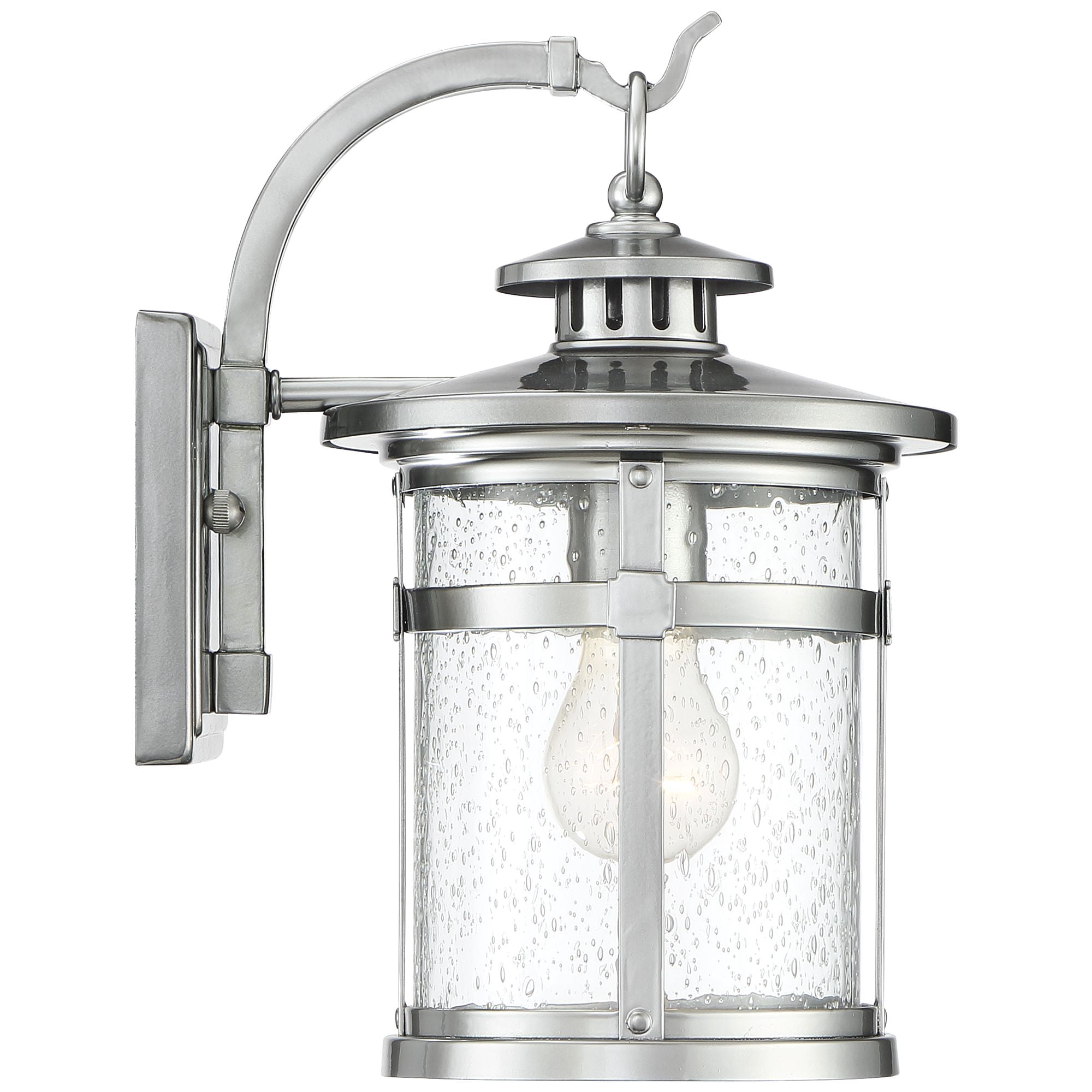 Franklin Iron Works Callaway Modern Industrial Outdoor Wall Light Fixture Chrome 14 1/2" Clear Seedy Glass for Post Exterior Barn Deck House Porch