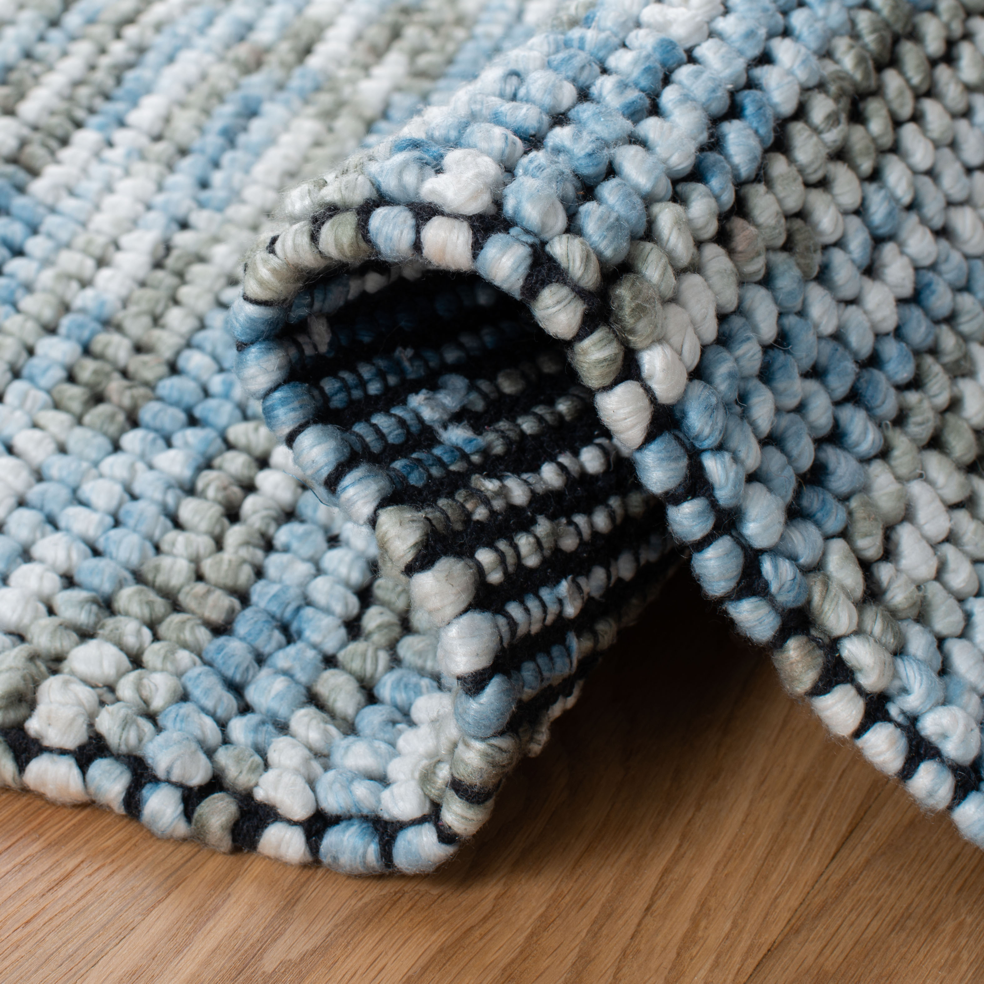 SAFAVIEH Natura Shelby Abstract Area Rug, Blue/Ivory, 6' x 6' Square