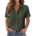 thumbnail image 6 of Breezora Womens V Neck Short Sleeve Blouse Relaxed Fit Casual Work Shirt Breathable Comfortable Summer Office Tops M Size Green, 6 of 9
