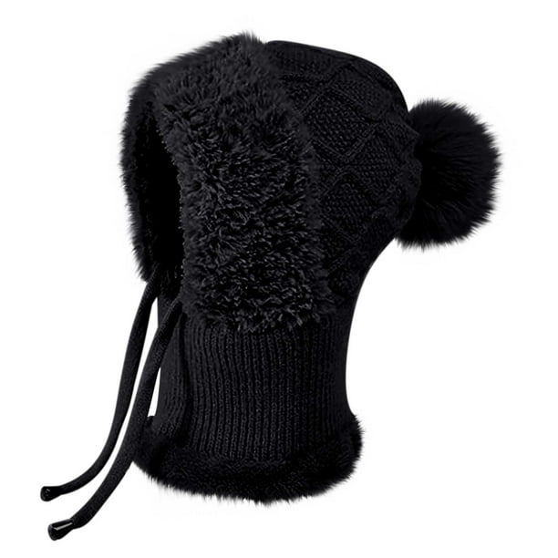 Gorro De Punto 3 En 1 Con Bufanda Y Mascarilla Para Mujer, Conjunto De Esquí Cálido De Otoño E Invierno Con Forro Polar Para Mayor Comodidad Y Resistencia Al Viento, Negro, 53-58cm (1 Unidad) Rkxzt