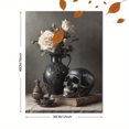 thumbnail image 3 of Gothic Skull White Rose Canvas Modern Abstract Home Bedroom Living Room Wall Decor Hanging Art, 3 of 8