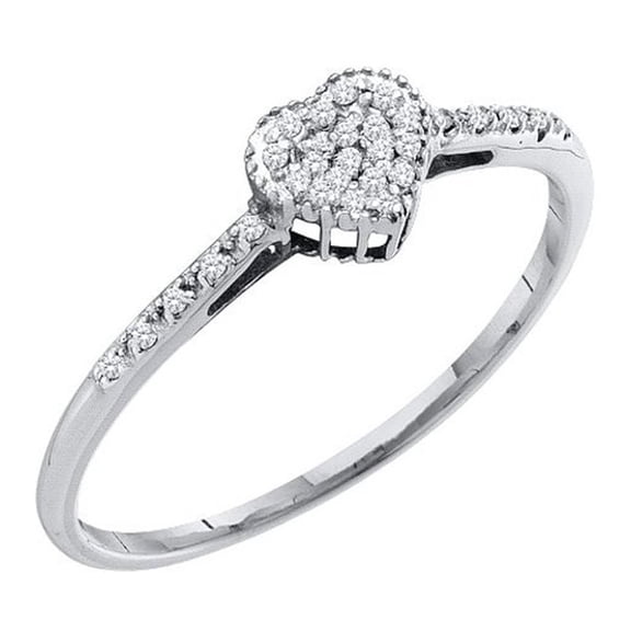 Dazzlingrock Collection 0.20 Carat (ctw) 10K Round Diamond Heart Fashion Bridal Promise Ring 1/5 CT, White Gold, Size 7.5