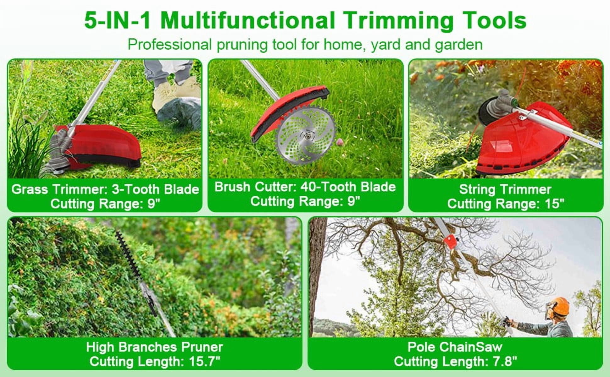 5 in 1 Gas Weed Eater, 52CC 2-Cycle Weed Eater Gas Powe, Gas Weed Wacker, 9500rpm Strong Power & Multi Functional Gas String Trimmer Brush Cutter for Yard & Garden