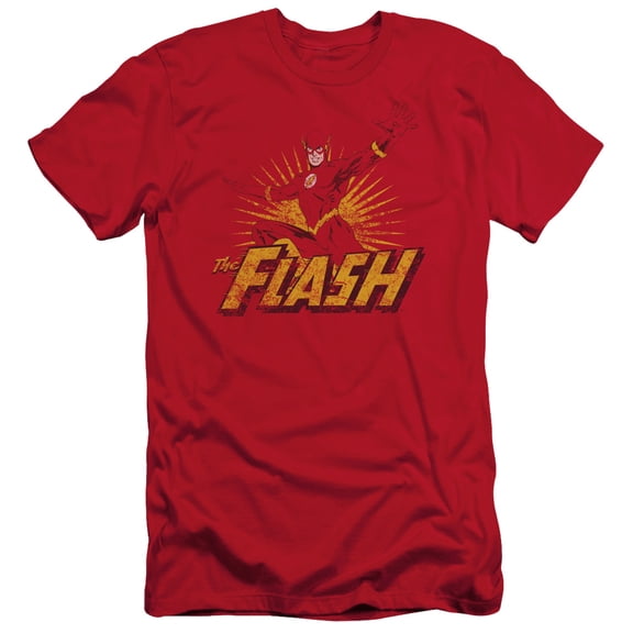 JLA Justice League Flash Rough Distress S/S Adult 30/1 T-Shirt Red