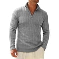 thumbnail image 2 of Gamivast Men's 1/4 Zip Sweaters Long Sleeve Slim Fit Pullover Knitted Mock Neck Tops Lightweight Warm Jumper Business Casual Work Fall Winter Fashion, 2 of 5