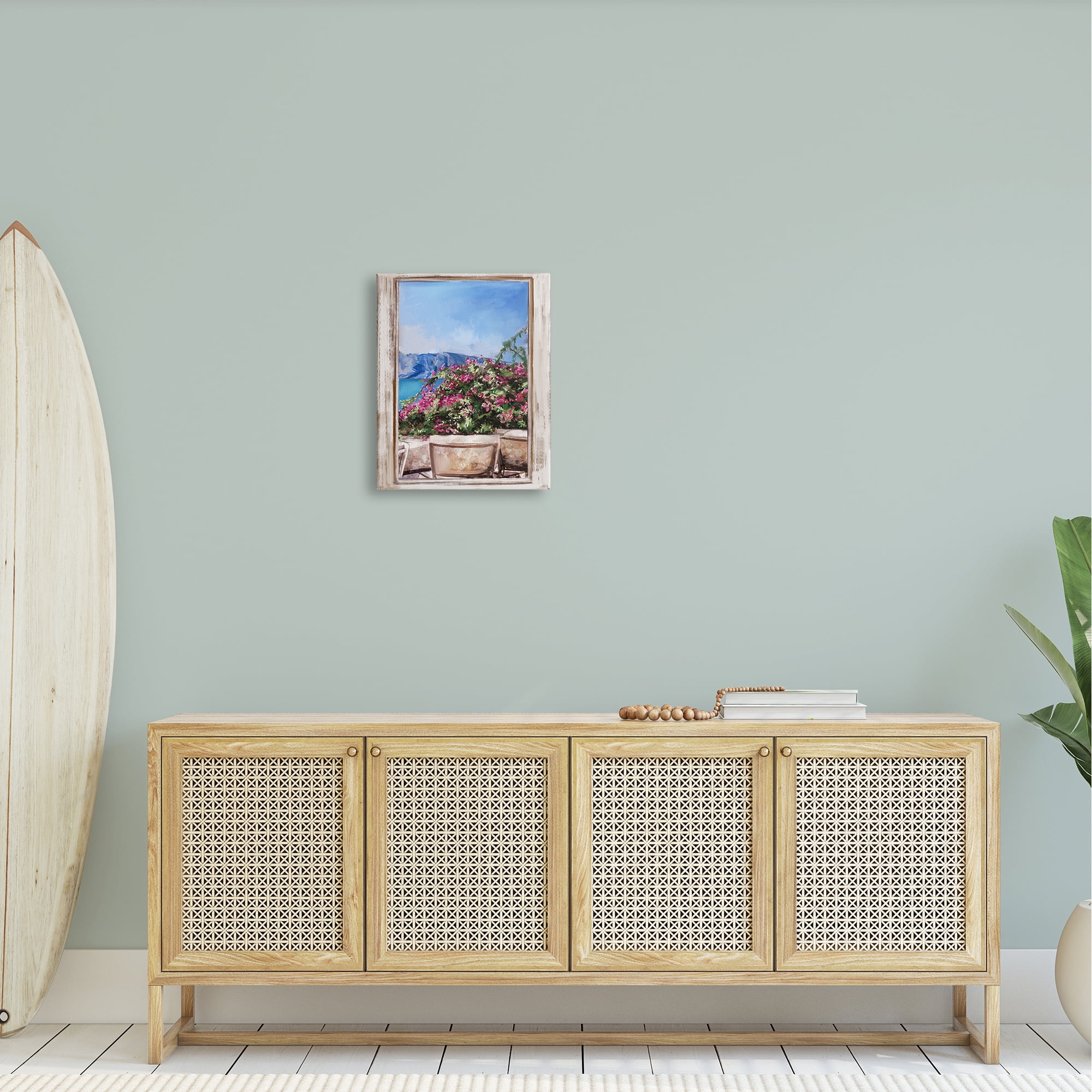 Stupell Industries Through Window View Seaside Flower Garden Scene Painting Gallery Wrapped Canvas Print Wall Art, Design by Ziwei Li