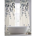thumbnail image 5 of Blue Eucalyptus Leaf Sheer Curtains 2 Panels Set Spring Country Farmhouse Plants Leaves Linen Sheer Window Curtains Light Filtering Rod Pocket Voile Drapes for Bedroom Living Room 52"X96", 5 of 8