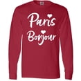 thumbnail image 3 of Inktastic Paris Bonjour with Hearts in White Text Long Sleeve T-Shirt, 3 of 5