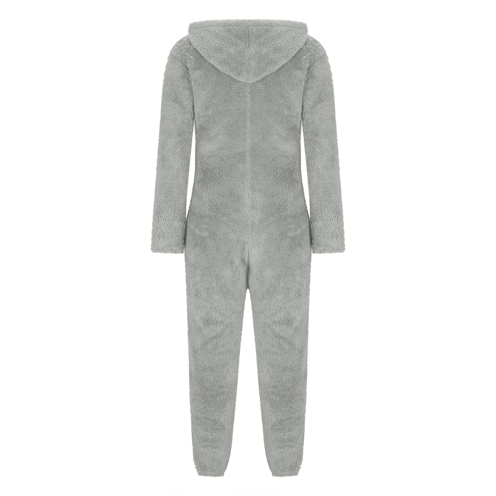 Frostluinai Womens Fleece Onesies Pajamas Jumpsuit Warm Sherpa Romper Sleepwear One Piece Zipper Hooded Playsuit Loungewear with Pocket