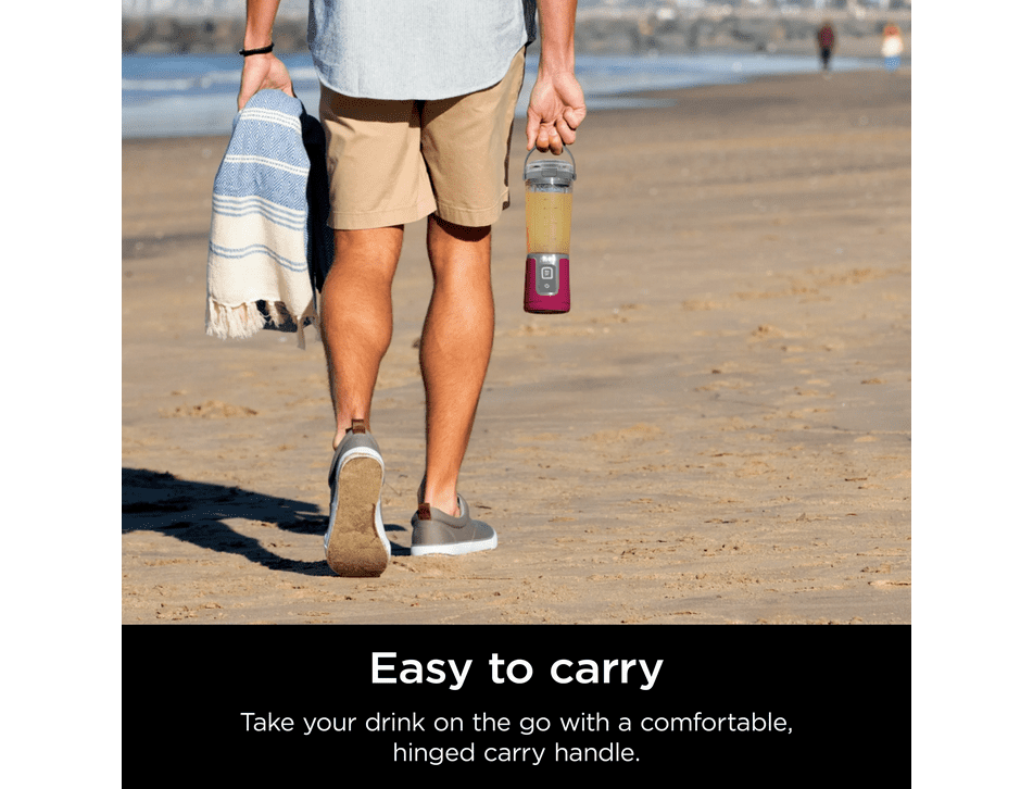 Restored Ninja Blast 16 oz. Personal Portable Blender with Leak Proof Lid & Easy Sip Spout, Perfect for Smoothies, Cranberry Red, BC100CR (Refurbished)