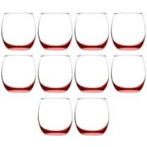 Mikonos Stemless Wine Glasses 11.5 oz. Set of 10, Bulk Pack - Restaurant Glassware, Perfect for Red Wine, White Wine, Cocktails - Red