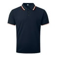 thumbnail image 3 of AOMPMSDX Men'S Four Seasons Leisure Fashion Design Lapel Button Short Sleeve Navy L, 3 of 5