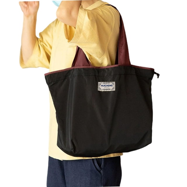 Bolsa de regalo reutilizable, bolsa de mano hecha a mano resistente al agua para el verano y el uso diario. Negro