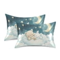 thumbnail image 2 of Dailycode Satin Pillow Case Queen Silk Pillow Cover for Hair and Skin Envelope Closure Bear Rabbit Sleep on Cloud 20"x30", 2 of 9