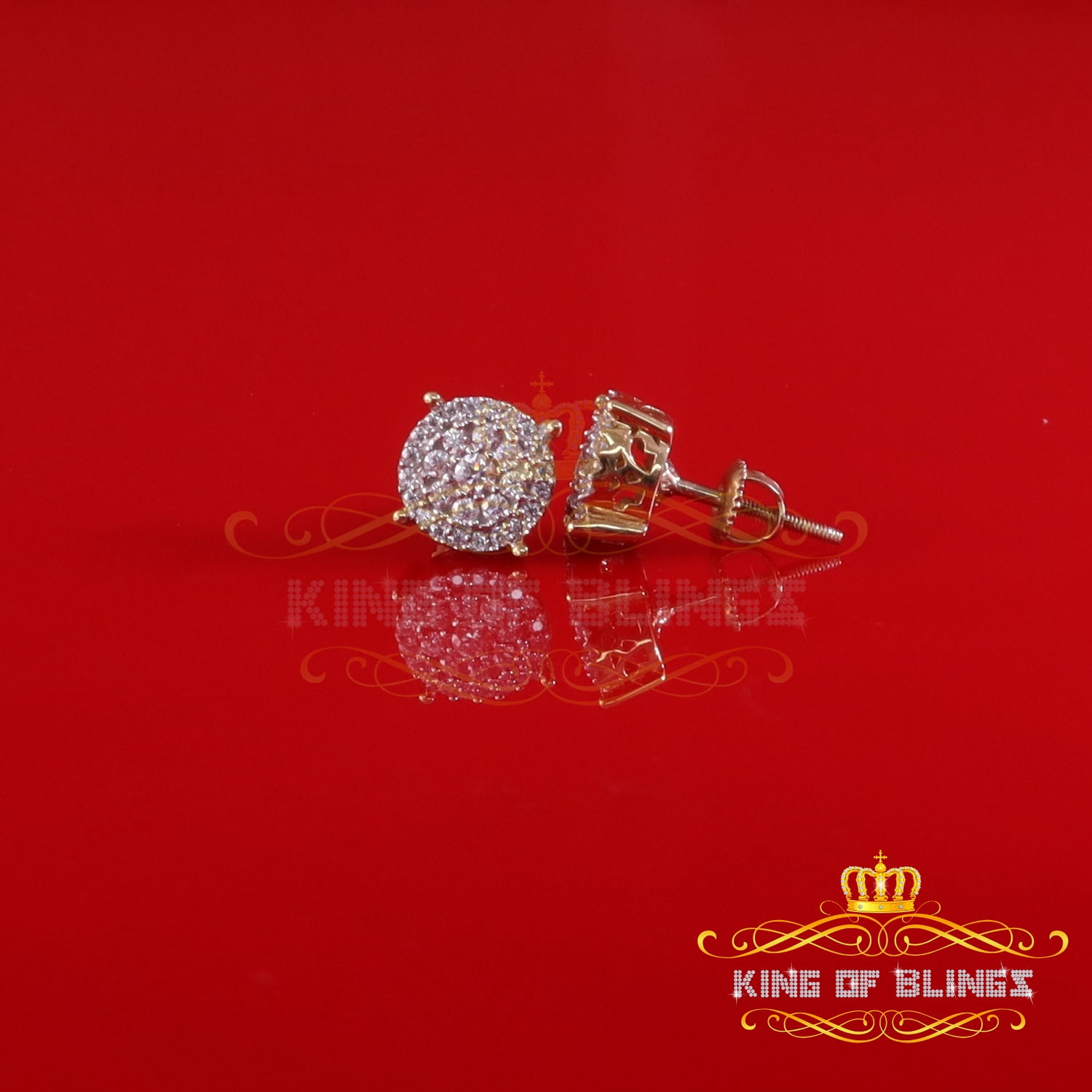 King of Bling's Men's/Womens 925 Silver Yellow 0.50ct VVS 'D' Moissanite Round Stud Earrings