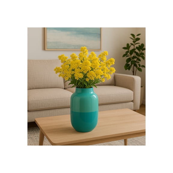 Ceramic Vase for Home Decor - Decorative Living Room Decor for Bedroom, Office Shelf, or Table Display - Modern Flower Vase Form with Sculptural Room and House Style - 12", Green