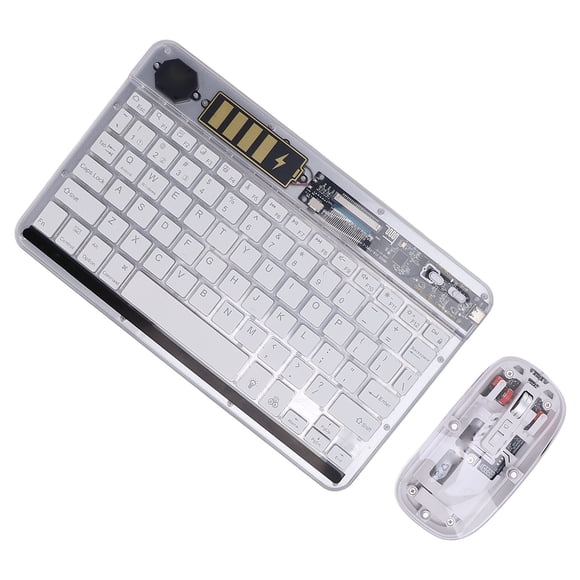 Wireless Keyboard, RGB Backlight Keyboard Mouse Set with Mouse for Computer White,Black