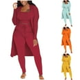 thumbnail image 2 of UPPADA Flare Leggings Set for Women,3 Piece Cardigan Sets for Women Crop Tops and Jogger Lounge Sets for Ladies Dressy 3 Piece Outfit Trendy Fall Clothes Orange,M, 2 of 7