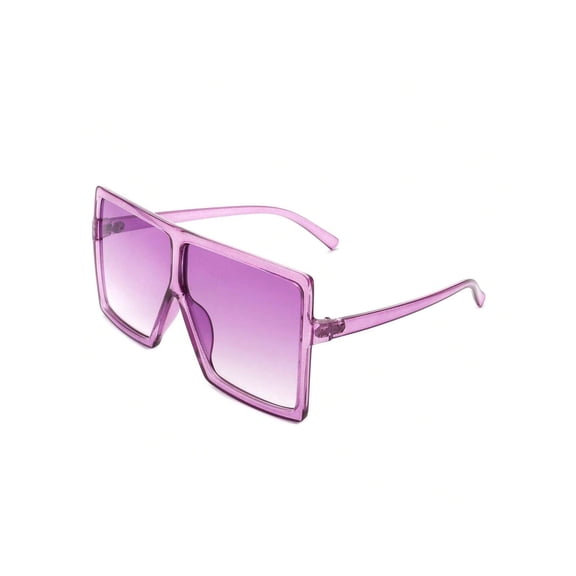 Trendy Oversized Square Sunglasses for Men & Women, Retro Fashion Style Purple Frame Eyewear
