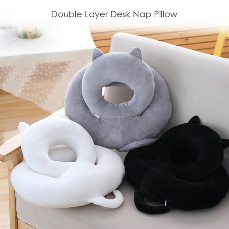 Double Layer Desk Nap Pillow With Arm Rest Plush Face Down
