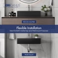 thumbnail image 5 of 24" x 16" Bathroom Sink Vessel Rectangle, Eridanus Hang Wall Mount Sinks Floating Trough Countertop Vanity Washbasin, Ceramic Porcelain Modern Art Face Basin Bowl with Overflow, Matte Black, 5 of 10